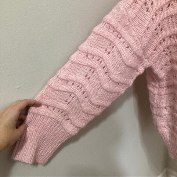 new FRNCH Y2K Sweater Pink Flowy Loose Cable Knit size S/M - Picture 4 of 8